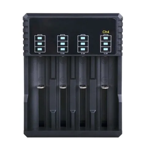 CARGADOR DE PILAS MODS-728 CUADRUPLE - STOCK - NEGRO