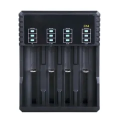 CARGADOR DE PILAS MODS-728 CUADRUPLE - STOCK - NEGRO