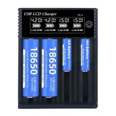 CARGADOR DE PILAS MODS-729 CUADRUPLE LED - STOCK - NEGRO