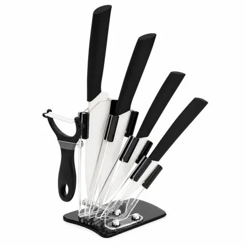 SET DE CUCHILLOS CERAMICA 6PCS CON BASE